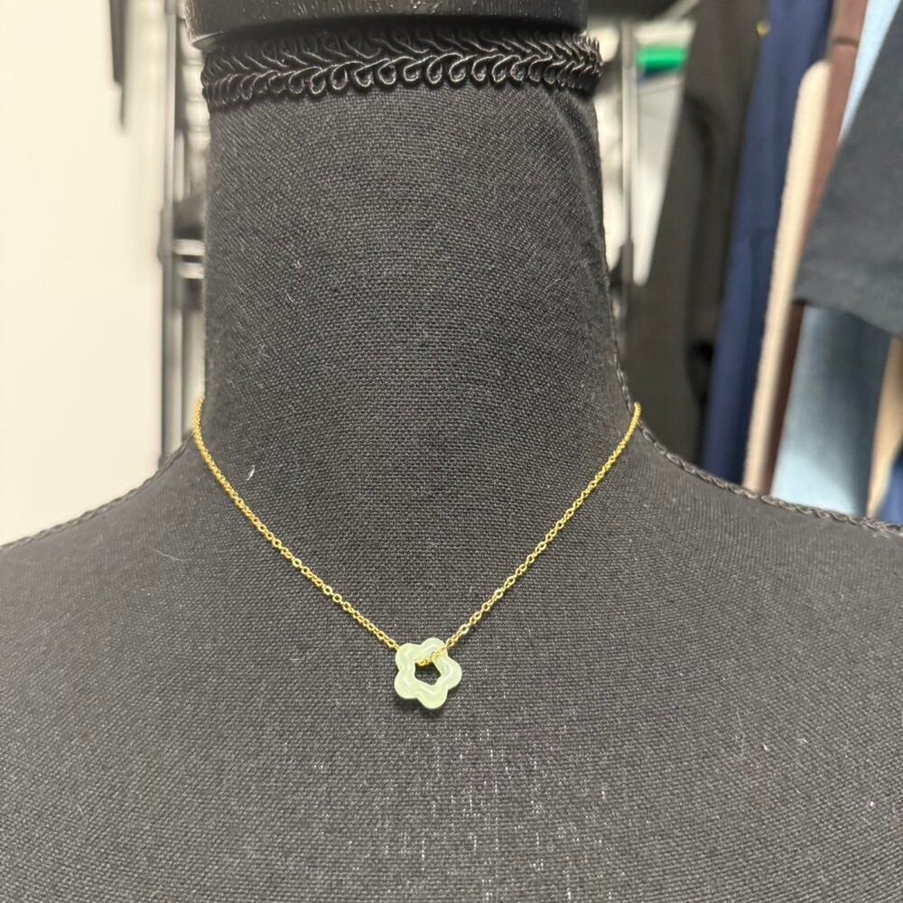 Light and dark jade dainty necklace